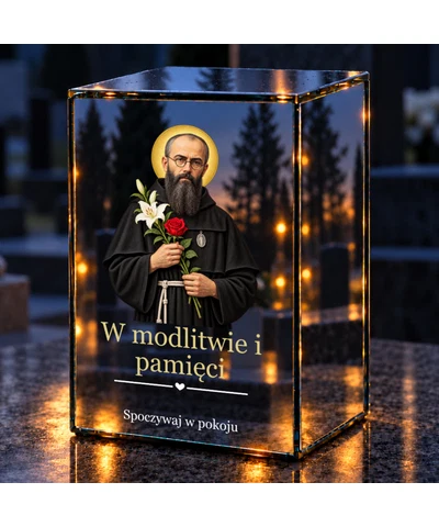 Znicz lustrzany LED – Święty Maksymilian Kolbe - noc na grobie