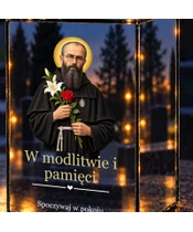 Znicz lustrzany LED – Święty Maksymilian Kolbe - zbliżenie