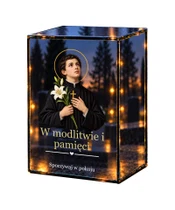 Znicz lustrzany LED – Święty Stanisław Kostka - białe tło