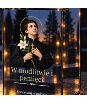 Znicz lustrzany LED – Święty Stanisław Kostka - zbliżenie