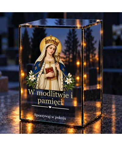 Znicz lustrzany LED – Święta Jadwiga Królowa - noc na grobie