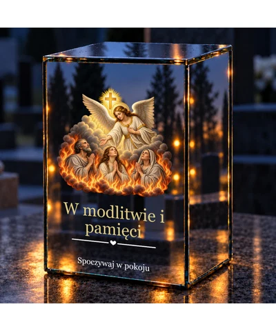 Znicz lustrzany LED – Dusze czyśćcowe - modlitwa i nadzieja - noc na grobie