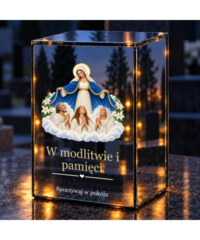 Znicz lustrzany LED – Dusze czyśćcowe pod płaszczem Maryi - noc na grobie
