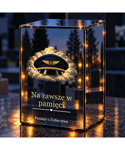 Znicz lustrzany LED – Pilot - czapka lotnicza - noc na grobie