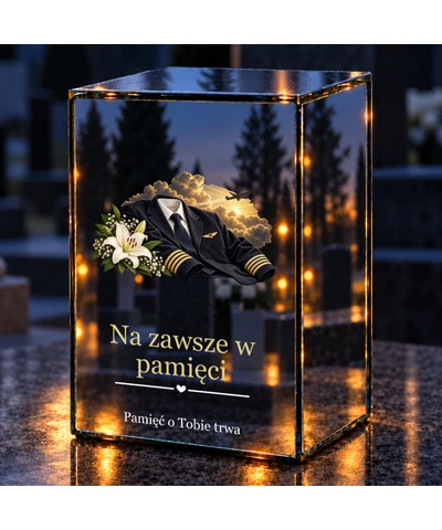 Znicz lustrzany LED – Pilot - mundur galowy - noc na grobie