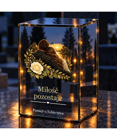 Znicz lustrzany LED – Przytuleni na zawsze - noc na grobie