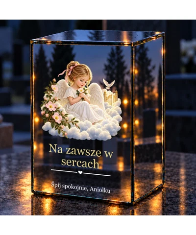 Znicz lustrzany LED – Narodzona dla nieba - noc na grobie