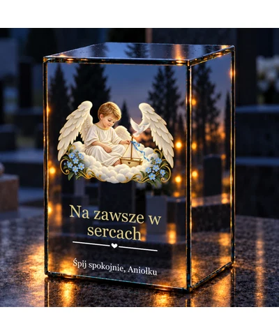 Znicz lustrzany LED – Narodzony dla nieba - noc na grobie