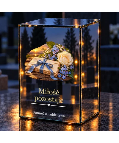 Znicz lustrzany LED – List pamięci - noc na grobie