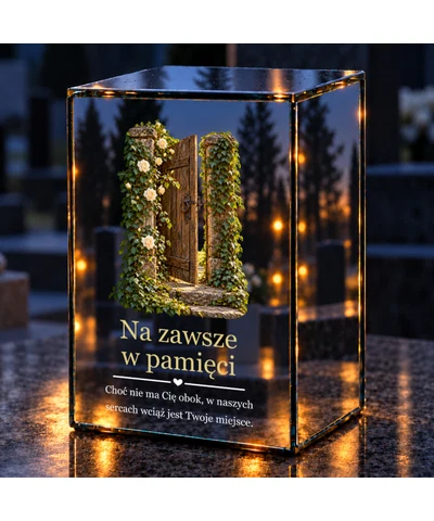 Znicz lustrzany LED – Brama wspomnień - noc na grobie