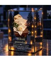 Znicz lustrzany LED – List i róża - noc na grobie