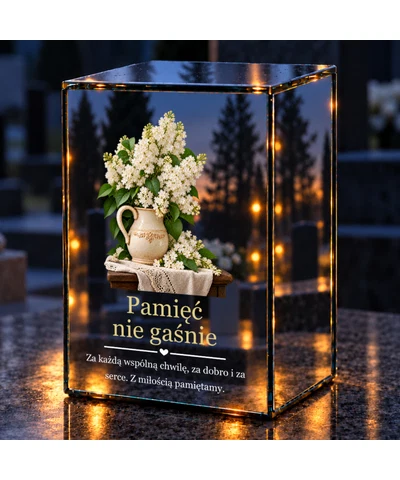 Znicz lustrzany LED – Biały bez - noc na grobie