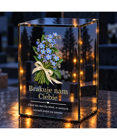 Znicz lustrzany LED – Niezapominajki - noc na grobie