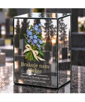 Znicz lustrzany LED – Niezapominajki - dzień na grobie