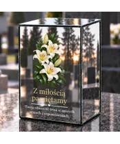 Znicz lustrzany LED – Białe lilie - dzień na grobie