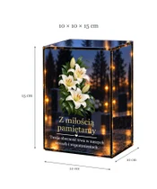Znicz lustrzany LED – Białe lilie - wymiary