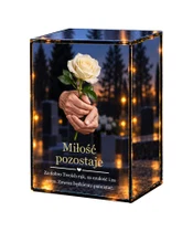 Znicz lustrzany LED – Dłonie z różą - białe tło