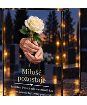 Znicz lustrzany LED – Dłonie z różą - zbliżenie