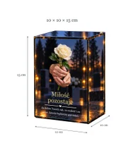Znicz lustrzany LED – Dłonie z różą - wymiary