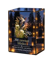 Znicz lustrzany LED – Jaskółki i polne kwiaty - białe tło