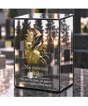 Znicz lustrzany LED – Jaskółki i polne kwiaty - dzień na grobie