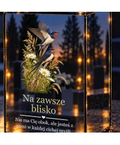 Znicz lustrzany LED – Jaskółki i polne kwiaty - zbliżenie
