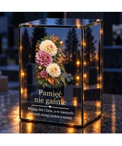 Znicz lustrzany LED – Jesienne dalie - noc na grobie