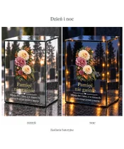 Znicz lustrzany LED – Jesienne dalie - dzień i noc