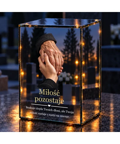 Znicz lustrzany LED – Dłonie, które pamiętamy - noc na grobie