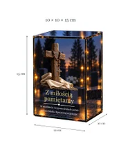 Znicz lustrzany LED – Krzyż i różaniec - wymiary