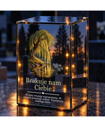 Znicz lustrzany LED – Cisza nad wodą - noc na grobie