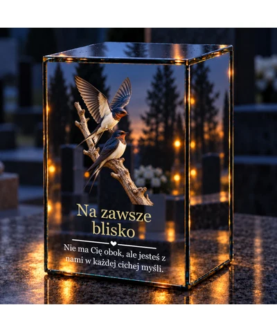 Znicz lustrzany LED – Jaskółki wspomnień - noc na grobie