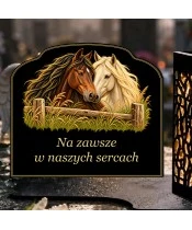 Znicz solarny z tabliczką i lampionem — Konie — Spokojna para - widok produktu