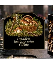 Znicz solarny z tabliczką i lampionem — Dziadek grzybiarz — Szum lasu - widok produktu