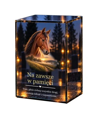 Znicz lustrzany LED na baterie — Koń — Na zawsze w pamięci - widok główny