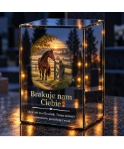 Znicz lustrzany LED na baterie — Koń przy zagrodzie — Brakuje nam Ciebie - widok produktu