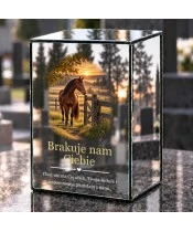 Znicz lustrzany LED na baterie — Koń przy zagrodzie — Brakuje nam Ciebie - widok produktu