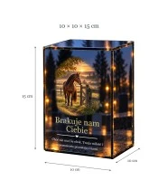 Znicz lustrzany LED na baterie — Koń przy zagrodzie — Brakuje nam Ciebie - widok produktu