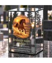 Znicz lustrzany LED na baterie — Koń w galopie na pustyni - widok produktu