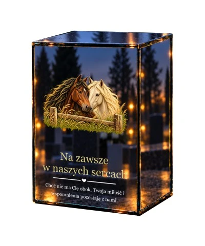 Znicz lustrzany LED na baterie — Konie — Spokojna para - widok główny