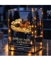 Znicz lustrzany LED na baterie — Konie — Galop wśród wydm - widok produktu