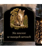 Znicz solarny z tabliczką i lampionem — Kot — Na zawsze w naszych sercach - widok produktu