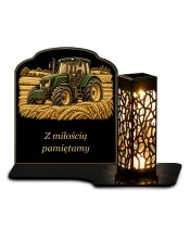 Znicz solarny z tabliczką i lampionem — Traktor — Pamięć o rolniku - widok główny