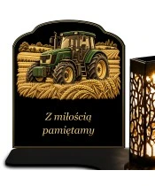 Znicz solarny z tabliczką i lampionem — Traktor — Pamięć o rolniku - widok produktu