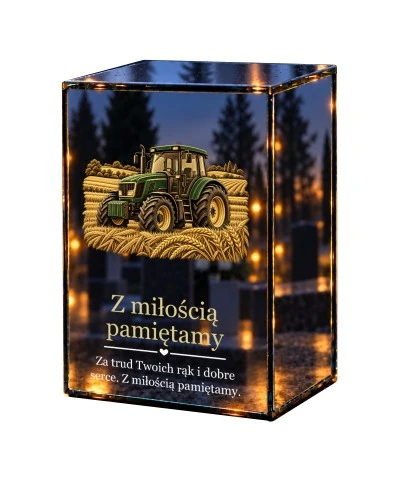 Znicz lustrzany LED na baterie — Traktor — Pamięć o rolniku - widok główny