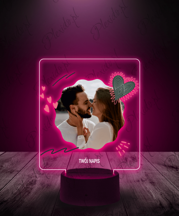 Lampka LED 3D Plexido Prezent Walentynki Twoje Zdjęcie - 1