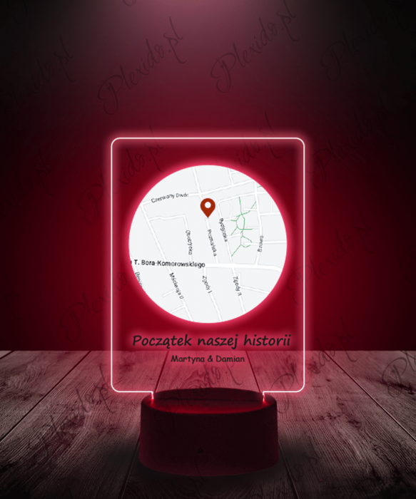 Lampka LED 3D Plexido Prezent na Walentynki Mapa Miłosna - 1