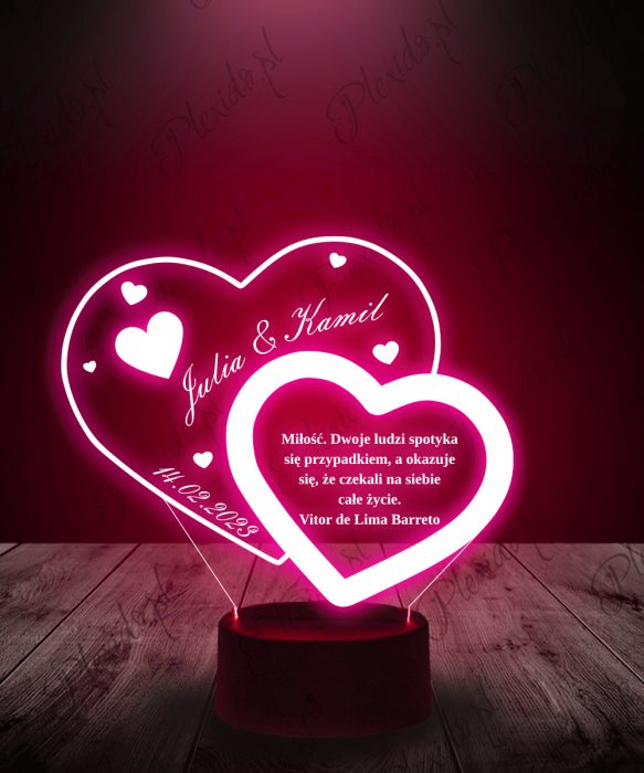 Lampka LED 3D Plexido Prezent na Walentynki Serca Miłości - 2
