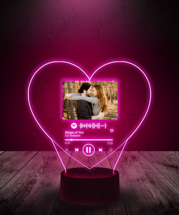 Lampka LED 3D Plexido Prezent na Walentynki Spotify w Sercu - 2