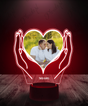 Lampka LED 3D Plexido Prezent na Walentynki Serce w Dłoniach - 1